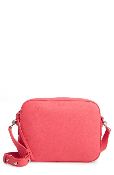 Shop Allsaints Captain Lea Leather Crossbody Bag In Coral Pink