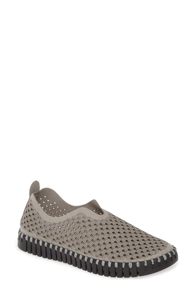 Shop Ilse Jacobsen Tulip 139 Perforated Slip-on Sneaker In Grey/ Grey Fabric