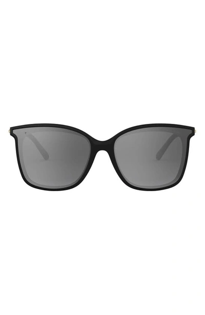 Shop Michael Kors 61mm Polarized Cat Eye Sunglasses In Black/ Grey Grad Mirr