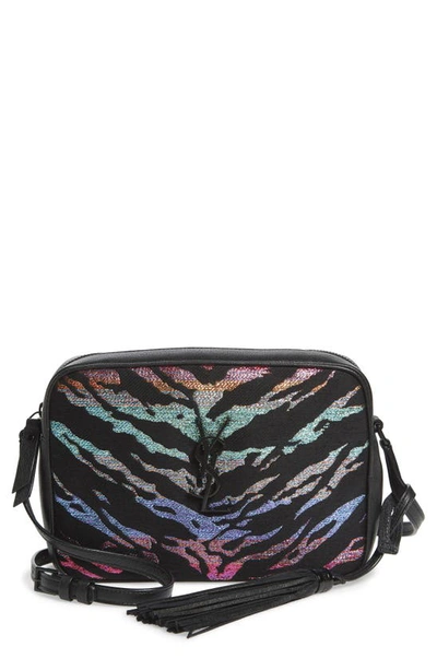 Shop Saint Laurent Lou Metallic Tiger Stripe Crossbody Bag In Noir Multi