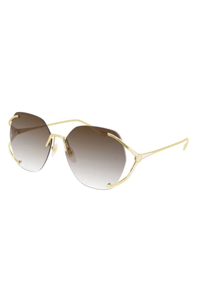 Shop Gucci 59mm Rimless Sunglasses In Gold/ Brown Gradient