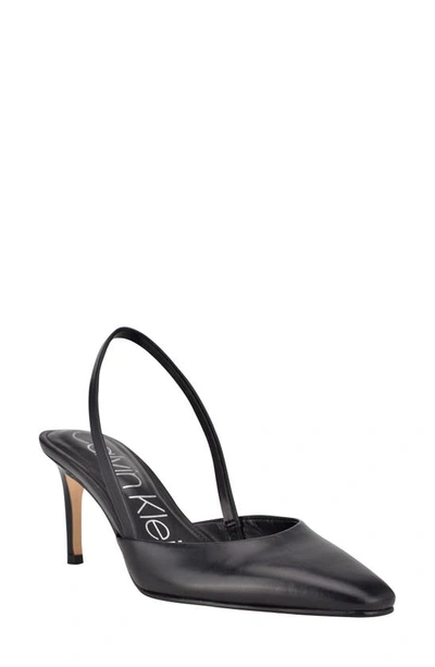 Shop Calvin Klein Coreta Slingback Pump In Black Leather