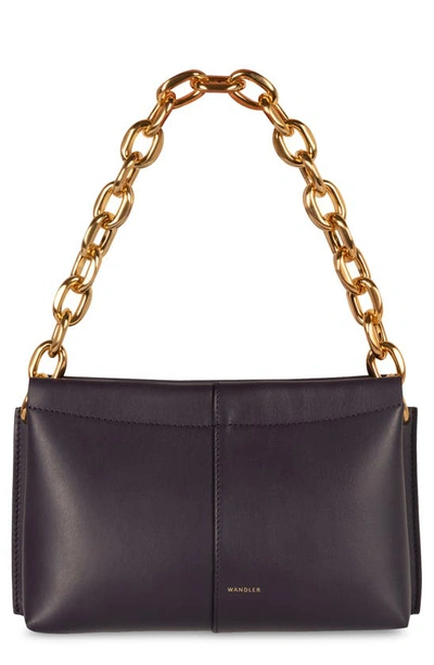Shop Wandler Mini Carly Chain Strap Leather Shoulder Bag In Fig