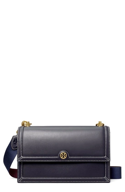 Shop Tory Burch T Monogram Leather Shoulder Bag In Midnight