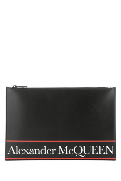 Shop Alexander Mcqueen Logo Print Clutch In Black