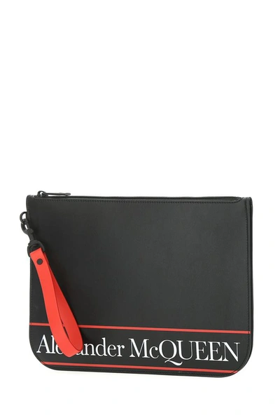 Shop Alexander Mcqueen Logo Printed Clutch Bag In Black