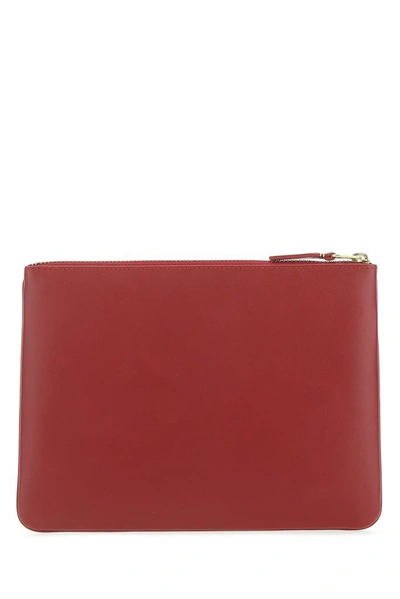 Shop Comme Des Garçons Wallet Logo Print Clutch Bag In Red