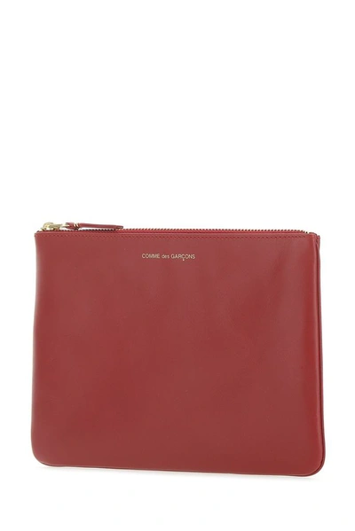 Shop Comme Des Garçons Wallet Logo Print Clutch Bag In Red