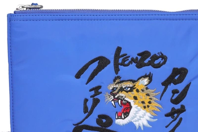 Shop Kenzo X Kansai Yamamoto Cheetah Embroidered Clutch Bag In Blue