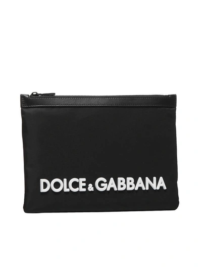 Shop Dolce & Gabbana Logo Zipped Clutch Bag In Black