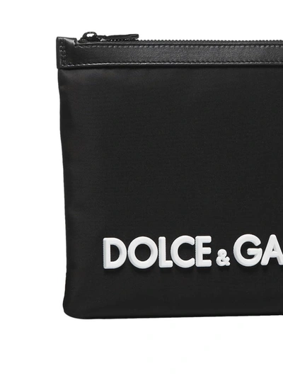 Shop Dolce & Gabbana Logo Zipped Clutch Bag In Black