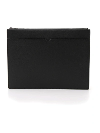 Shop Valextra Top Zipped Pouch Bag In Black