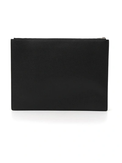 Shop Valextra Top Zipped Pouch Bag In Black
