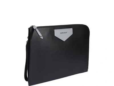 Shop Givenchy Antigona Flat Clutch Bag In Black