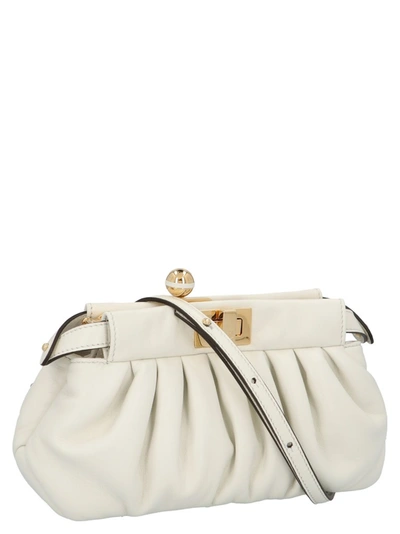 Shop Fendi Peekaboo Clutch Bag In White