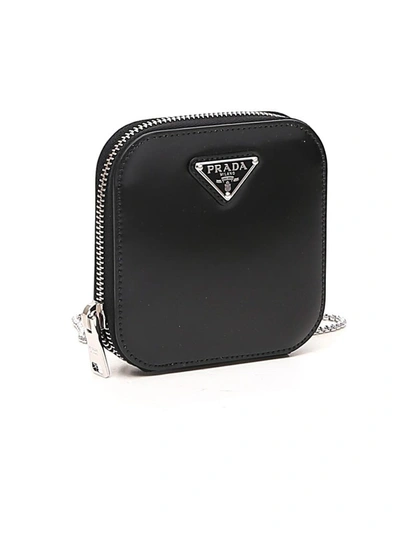 Shop Prada Chained Mini Pouch Bag In Black