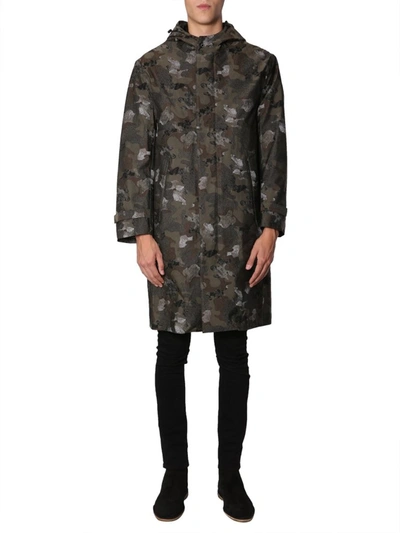 Shop Mackintosh Camouflage Hooded Coat In Multi