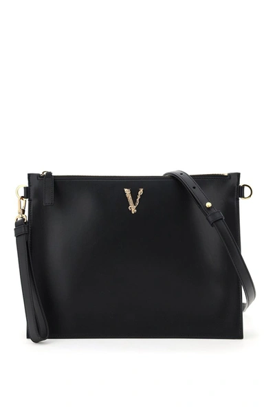 Shop Versace Virtus Clutch Bag In Black