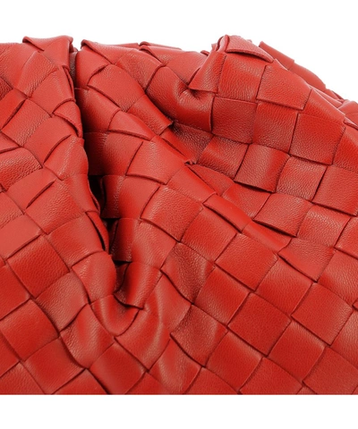 Shop Bottega Veneta Intrecciato Pouch Bag In Red