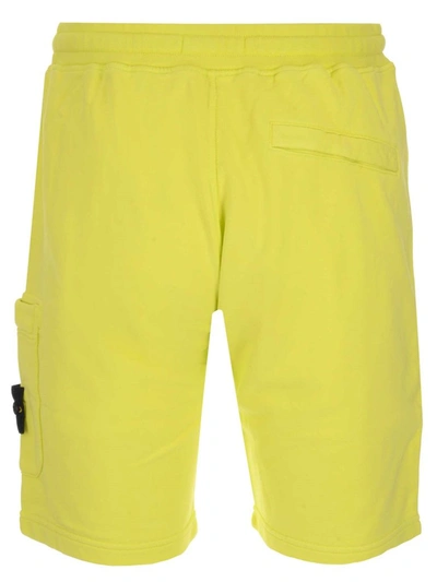 Shop Stone Island Logo Patch Sweat Shorts In Yellow