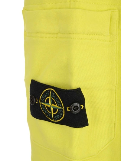 Shop Stone Island Logo Patch Sweat Shorts In Yellow