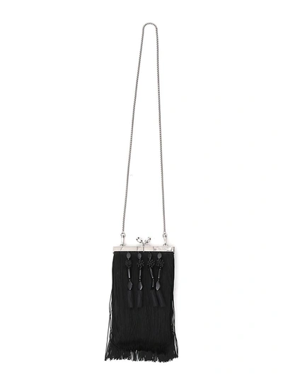 Shop Prada Beaded Fringe Clutch Bag In Black