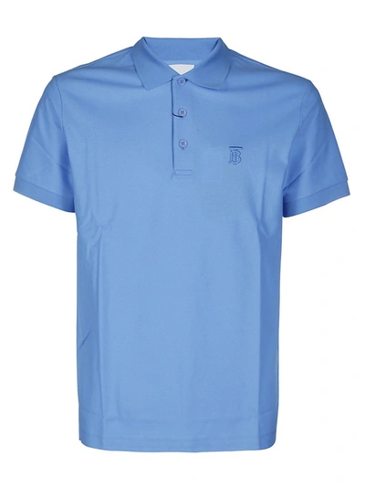 Shop Burberry Monogram Piqué Polo Shirt In Blue