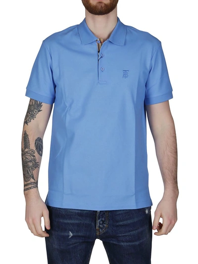 Shop Burberry Monogram Piqué Polo Shirt In Blue