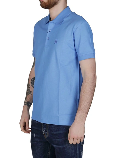 Shop Burberry Monogram Piqué Polo Shirt In Blue