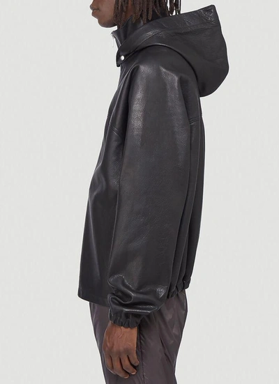 Shop Rick Owens Leather Windbreaker Jacket In Black