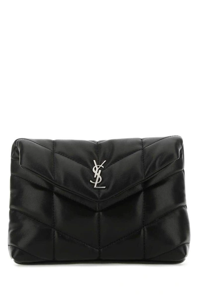 Shop Saint Laurent Loulou Puffer Small Pouch In Black