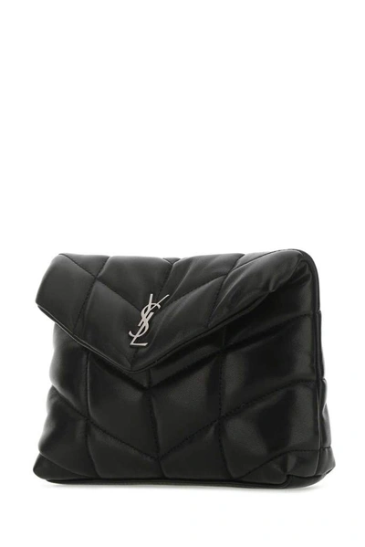 Shop Saint Laurent Loulou Puffer Small Pouch In Black