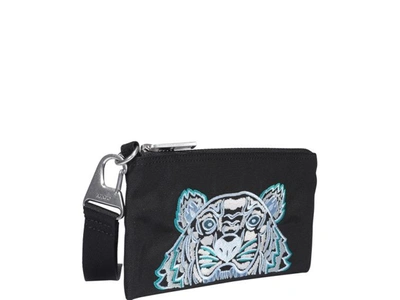 Shop Kenzo Tiger Embroidered Clutch Bag In Black