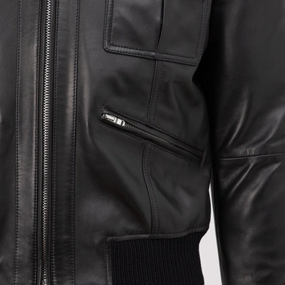 Shop Amiri Aviator Leather Jacket In Black