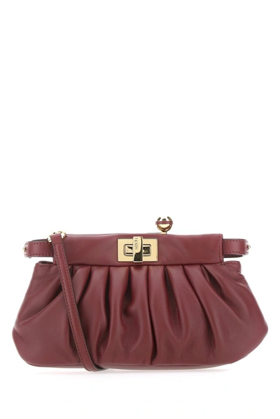 Shop Fendi Peekaboo Clutch Bag In Red