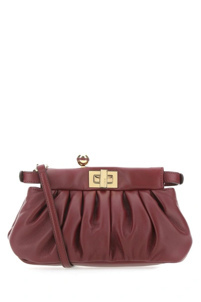 Shop Fendi Peekaboo Clutch Bag In Red