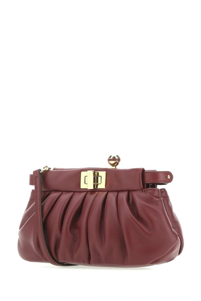 Shop Fendi Peekaboo Clutch Bag In Red