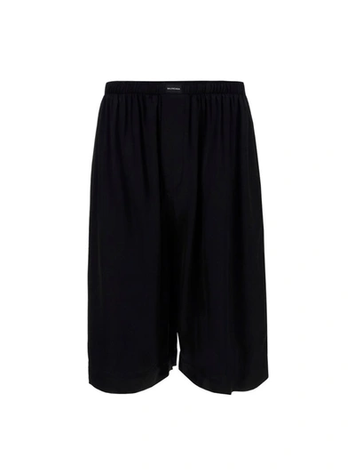 Shop Balenciaga Logo Patch Elasticated Waist Shorts In Black