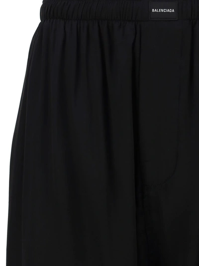Shop Balenciaga Logo Patch Elasticated Waist Shorts In Black