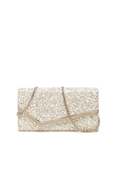 Shop Jimmy Choo Emmie Chain Clutch Bag In Gold