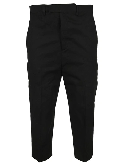 Shop Rick Owens Dropped Crotch Cropped Pants In Black