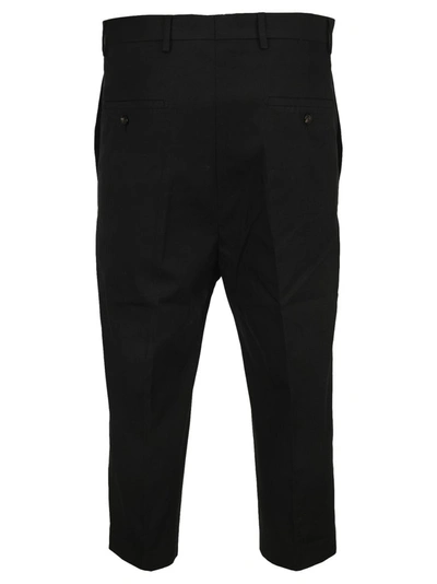 Shop Rick Owens Dropped Crotch Cropped Pants In Black