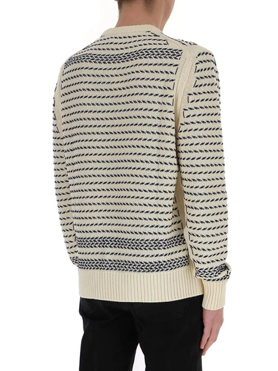 Shop Dior Homme Signature Embroidered Chevron Knit Sweater In Multi