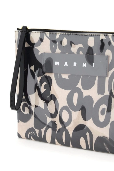 Shop Marni Logo Patch Clutch Bag In Multi