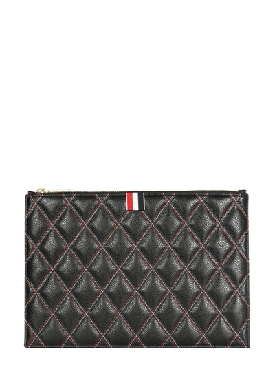 Shop Thom Browne Quilted Document Holder In Black