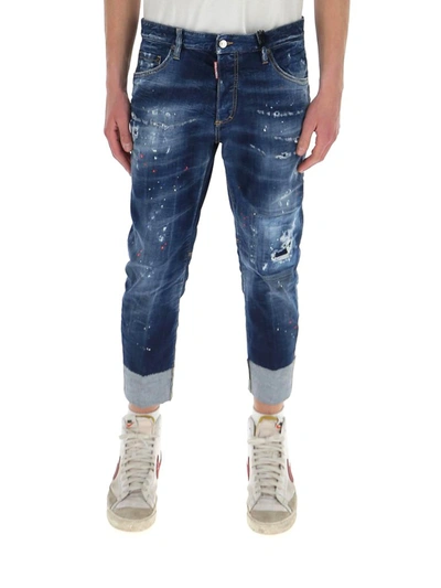 Shop Dsquared2 Distressed Turn In Blue