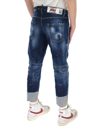 Shop Dsquared2 Distressed Turn In Blue
