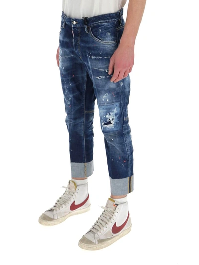 Shop Dsquared2 Distressed Turn In Blue