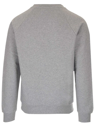 Shop Balmain Flocked Logo Sweatshirt In Grey