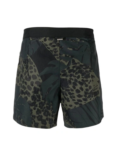 Shop Saint Laurent Leopard Printed Swim Shorts In Multi
